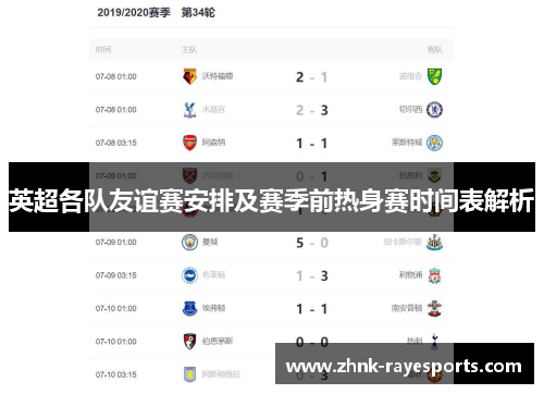 英超各队友谊赛安排及赛季前热身赛时间表解析 英超各队友谊赛安排及赛季前热身赛时间表解析